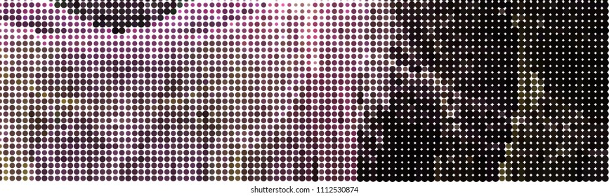 Abstract horizontal background. Spotted halftone effect. Dots, circles. Vector clip art