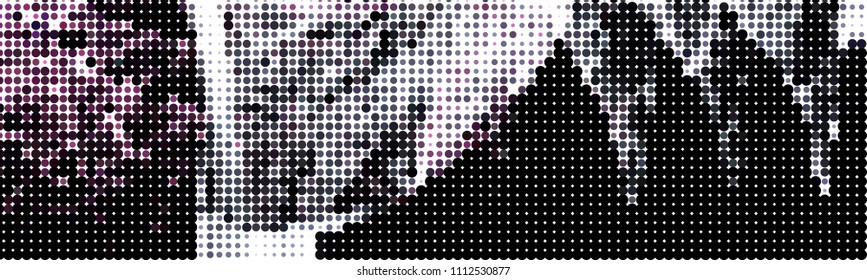Abstract horizontal background. Spotted halftone effect. Dots, circles. Vector clip art