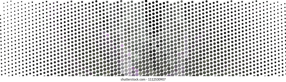 Abstract horizontal background. Spotted halftone effect. Dots, circles. Vector clip art