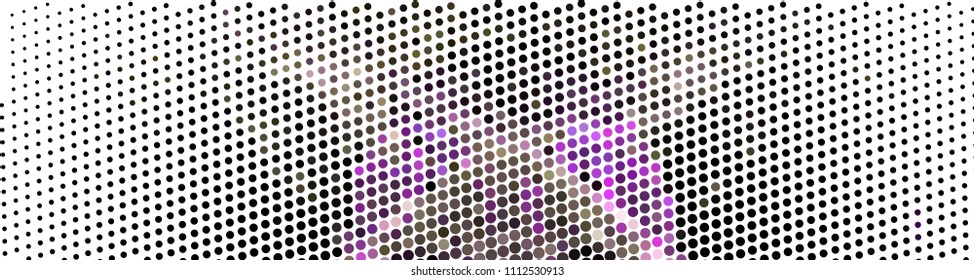 Abstract horizontal background. Spotted halftone effect. Dots, circles. Vector clip art