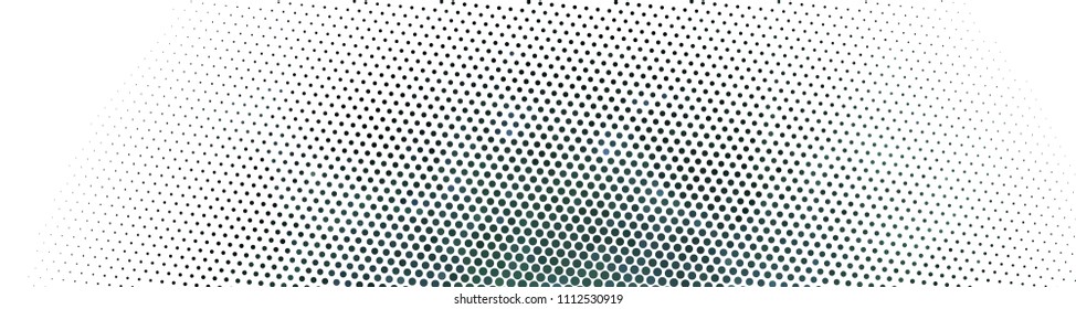 Abstract horizontal background. Spotted halftone effect. Dots, circles. Vector clip art