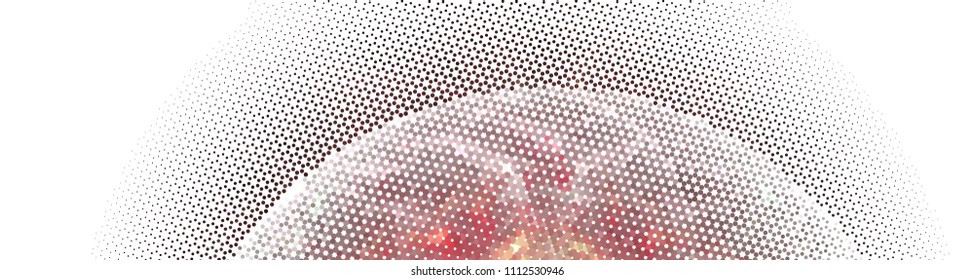 Abstract horizontal background. Spotted halftone effect. Dots, circles. Vector clip art