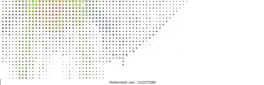 Abstract horizontal background. Spotted halftone effect. Dots, circles. Vector clip art