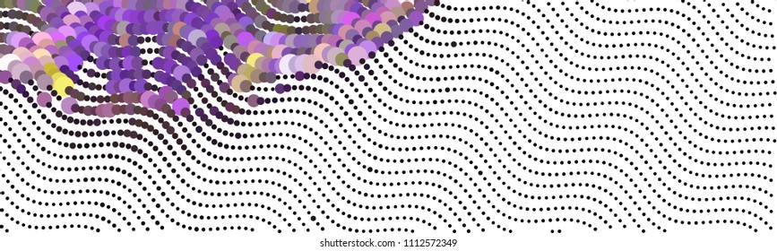Abstract horizontal background. Spotted halftone effect. Dots, circles. Vector clip art