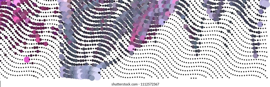 Abstract horizontal background. Spotted halftone effect. Dots, circles. Vector clip art