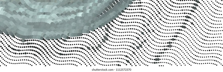 Abstract horizontal background. Spotted halftone effect. Dots, circles. Vector clip art