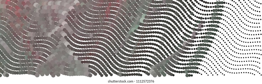 Abstract horizontal background. Spotted halftone effect. Dots, circles. Vector clip art