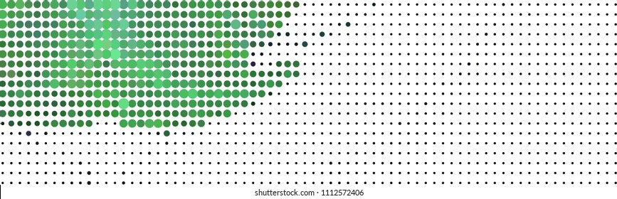 Abstract horizontal background. Spotted halftone effect. Dots, circles. Vector clip art