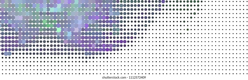 Abstract horizontal background. Spotted halftone effect. Dots, circles. Vector clip art