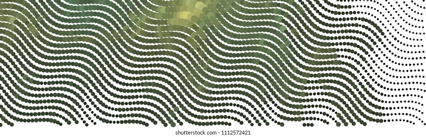 Abstract horizontal background. Spotted halftone effect. Dots, circles. Vector clip art