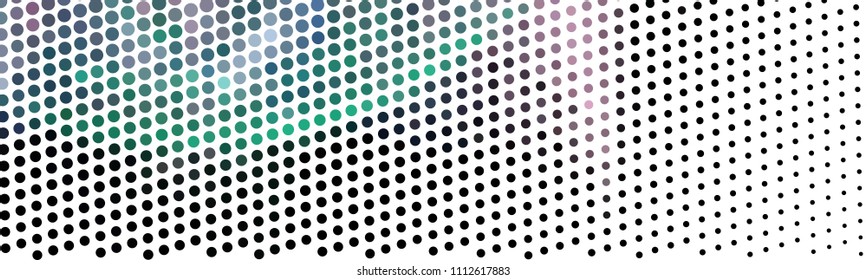 Abstract horizontal background. Spotted halftone effect. Dots, circles. Vector clip art
