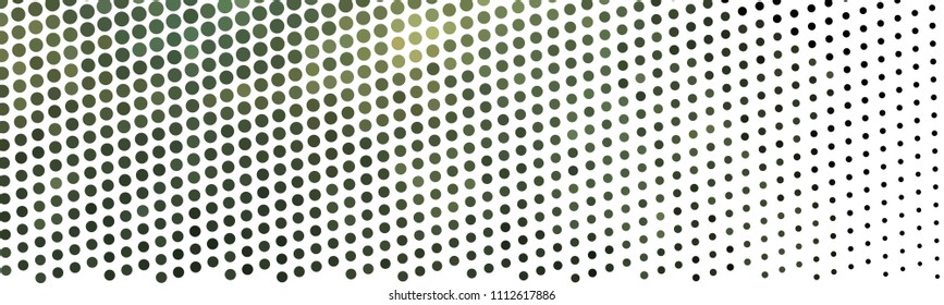 Abstract horizontal background. Spotted halftone effect. Dots, circles. Vector clip art