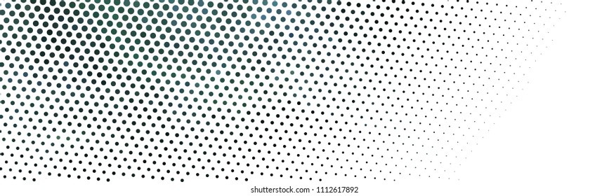 Abstract horizontal background. Spotted halftone effect. Dots, circles. Vector clip art