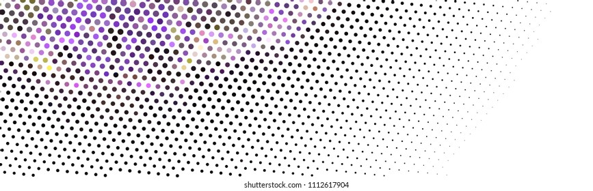 Abstract horizontal background. Spotted halftone effect. Dots, circles. Vector clip art