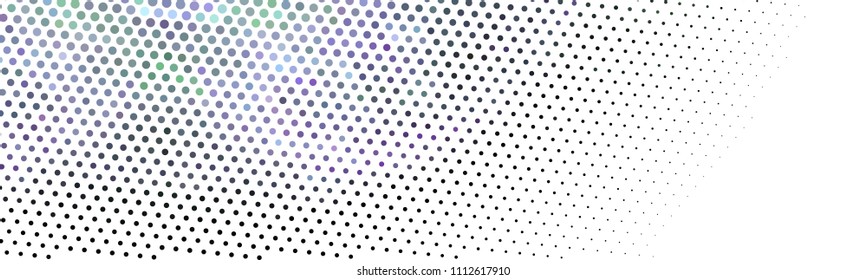 Abstract horizontal background. Spotted halftone effect. Dots, circles. Vector clip art