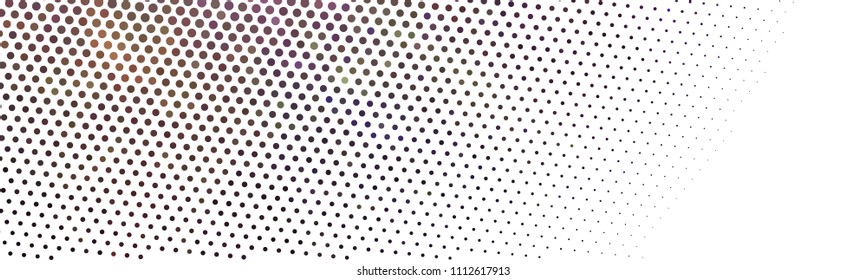 Abstract horizontal background. Spotted halftone effect. Dots, circles. Vector clip art