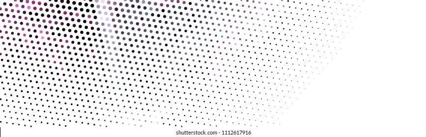 Abstract horizontal background. Spotted halftone effect. Dots, circles. Vector clip art