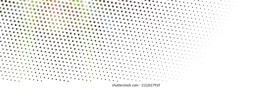 Abstract horizontal background. Spotted halftone effect. Dots, circles. Vector clip art