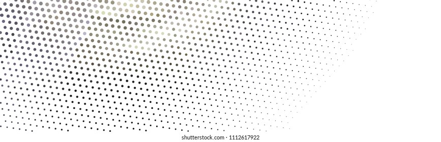 Abstract horizontal background. Spotted halftone effect. Dots, circles. Vector clip art