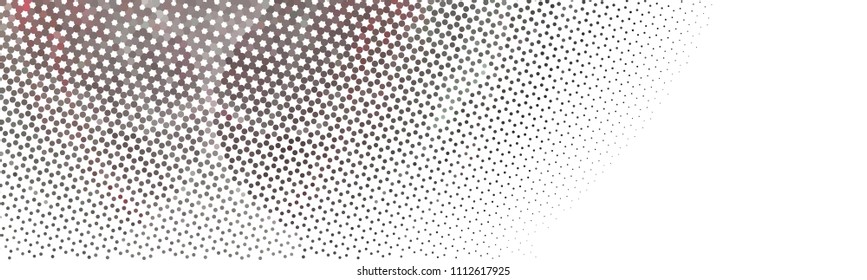 Abstract horizontal background. Spotted halftone effect. Dots, circles. Vector clip art