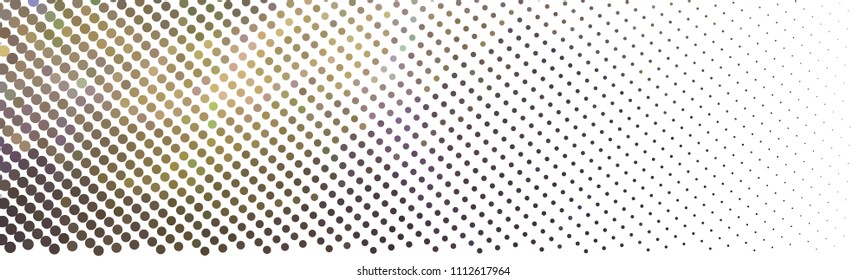 Abstract horizontal background. Spotted halftone effect. Dots, circles. Vector clip art