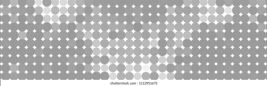 Abstract horizontal background. Spotted halftone effect. Dots, circles. Vector clip art