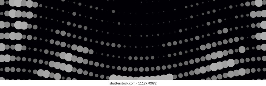 Abstract horizontal background. Spotted halftone effect texture. Dots, circles. Vector clip art