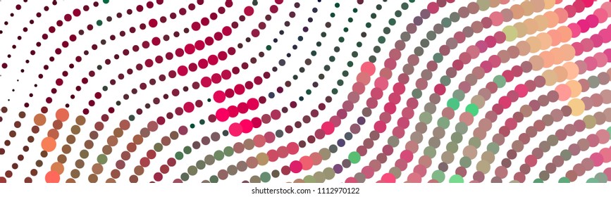 Abstract horizontal background. Spotted halftone effect texture. Dots, circles. Vector clip art