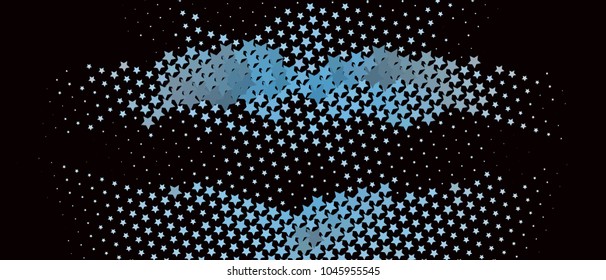 Abstract horizontal background with stars. Halftone effect. Design element for posters, business cards, presentations layouts, showcases. Vector clip art