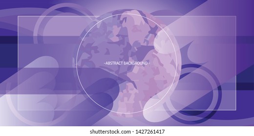 Abstract horizontal background texture with double framed frame, decorated with purple circles and spots for your design project.