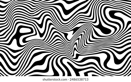 Abstract horizontal background with wave lines. pattern liquify wavy pattern background in style retro 60s, 70s