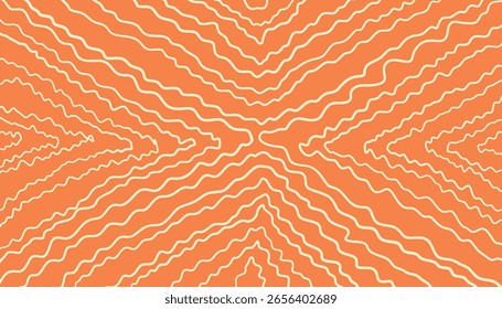 Fundo horizontal abstrato com linhas de ondas. groovy hippie retro 60s, 70s padrão de fundo. cor de fundo laranja e bege