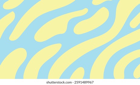 Abstract horizontal background with yellow and blue colors. Trendy abstract background colorful waves vector illustration in retro style.