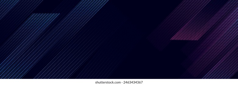 Abstract horizontal banner background with blue and pink diagonal lines. Modern stripes. Minimalist trendy geometric lines pattern design. 