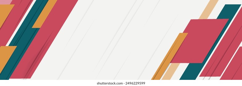 Abstract horizontal banner background with shadow lines. Trendy diagonal overlay rectangle shapes. Modern geometric design. vector.