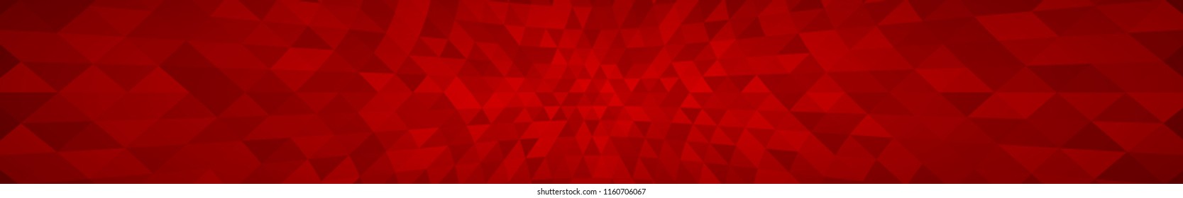 Abstract horizontal banner or background of small triangles in red colors.