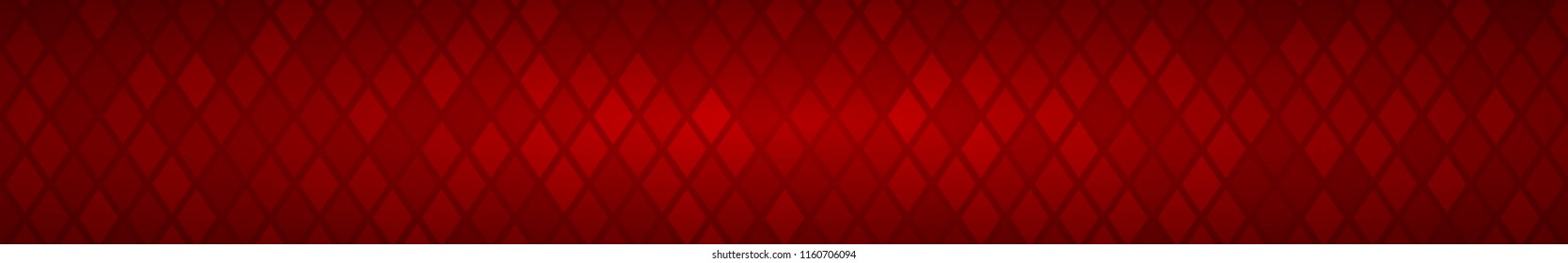 Abstract horizontal banner or background of small rhombuses in red colors.