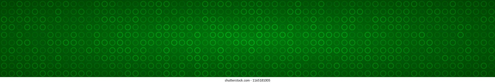 Abstract horizontal banner or background of small rings in green colors.