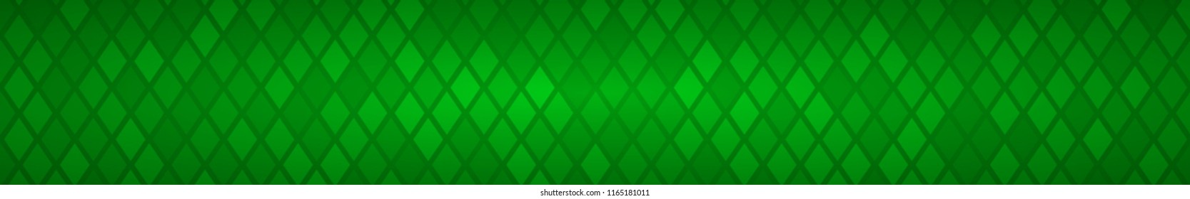 Abstract horizontal banner or background of small rhombuses in green colors.