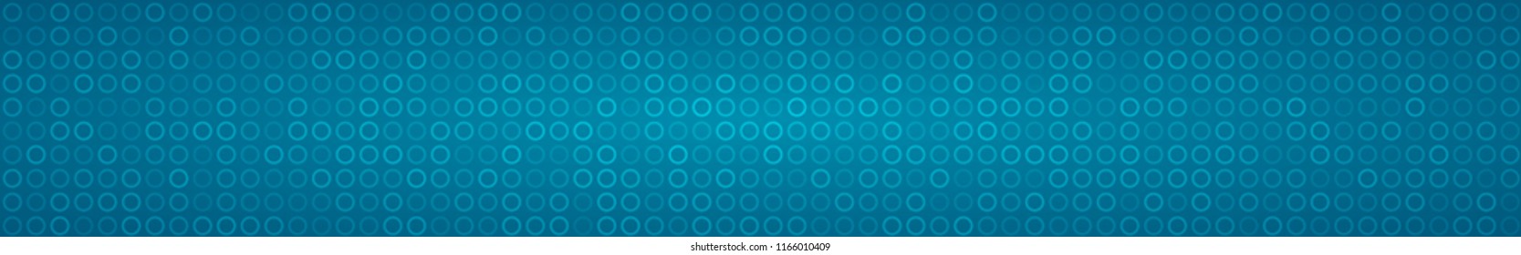 Abstract horizontal banner or background of small rings in light blue colors.