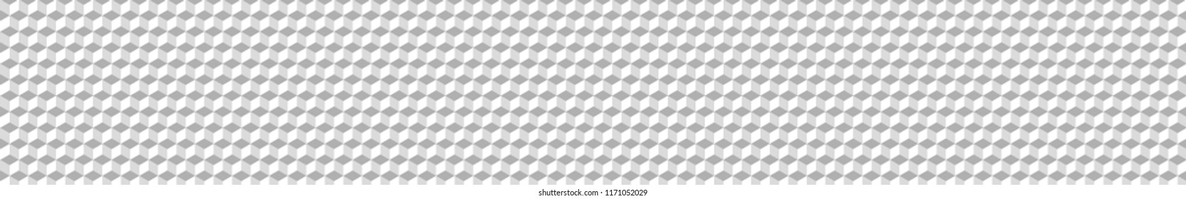 Abstract horizontal banner or background of small isometric cubes in white colors.