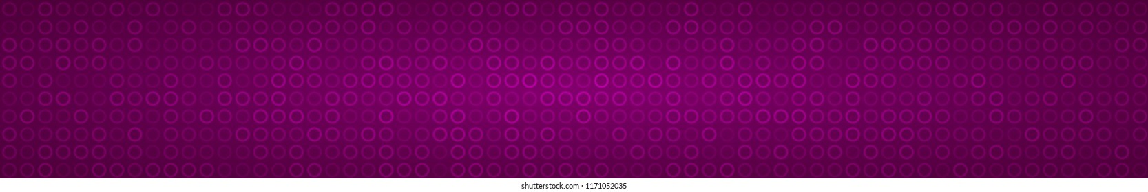 Abstract horizontal banner or background of small rings in purple colors.