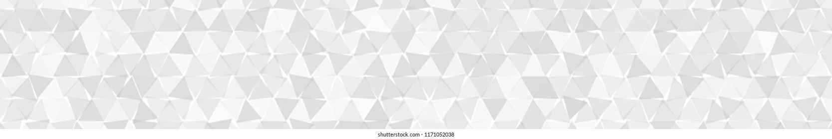 Abstract horizontal banner or background of small triangles in white colors.