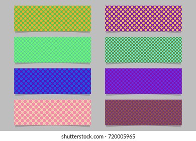 Abstract horizontal banner background template set - vector graphic designs with seamless polka dot pattern