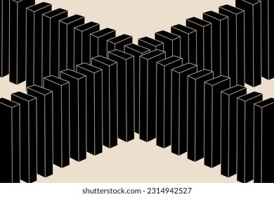 Abstract horizontal Banner with Dominoes. Geometrical Vector Art. Black knuckles on a light background. Grunge poster with Dice. Retro styled card.