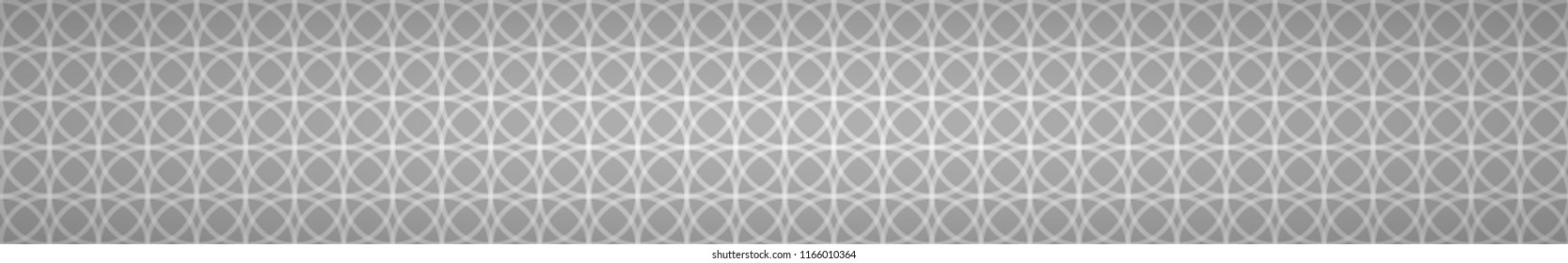 Abstract horizontal banner of intertwined circles on gray background