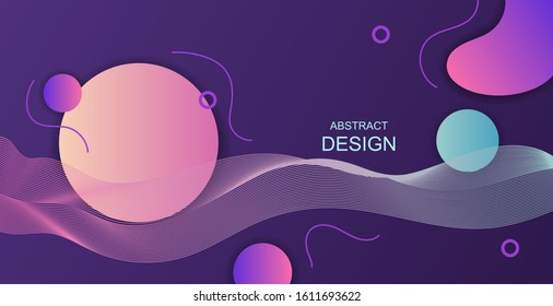 Abstract horizontal banner with liquid gradient design. Vector illustration	
