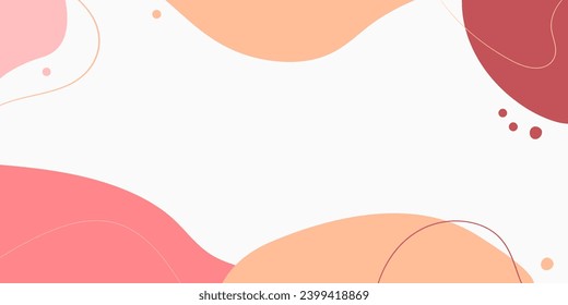 Abstract horizontal banner in peach fuzz color. Trendy color of the year. Design for cards, posters, sale, advertising. Vector illustration.