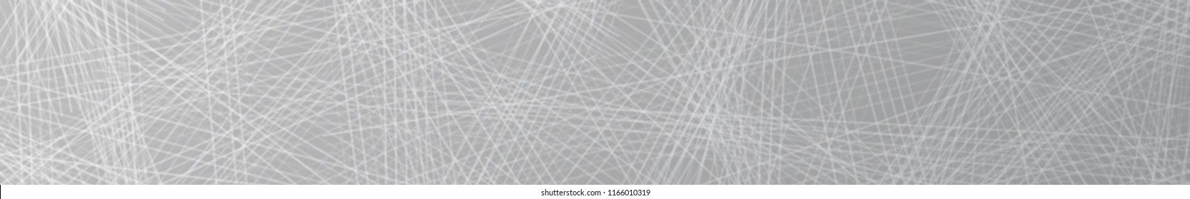 Abstract horizontal banner of randomly arranged lines on gray background