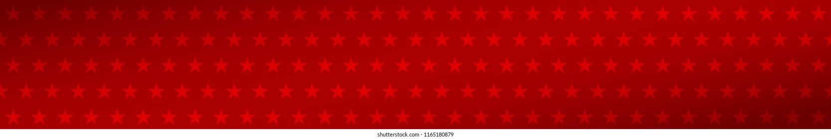 Abstract horizontal banner of small stars on red background